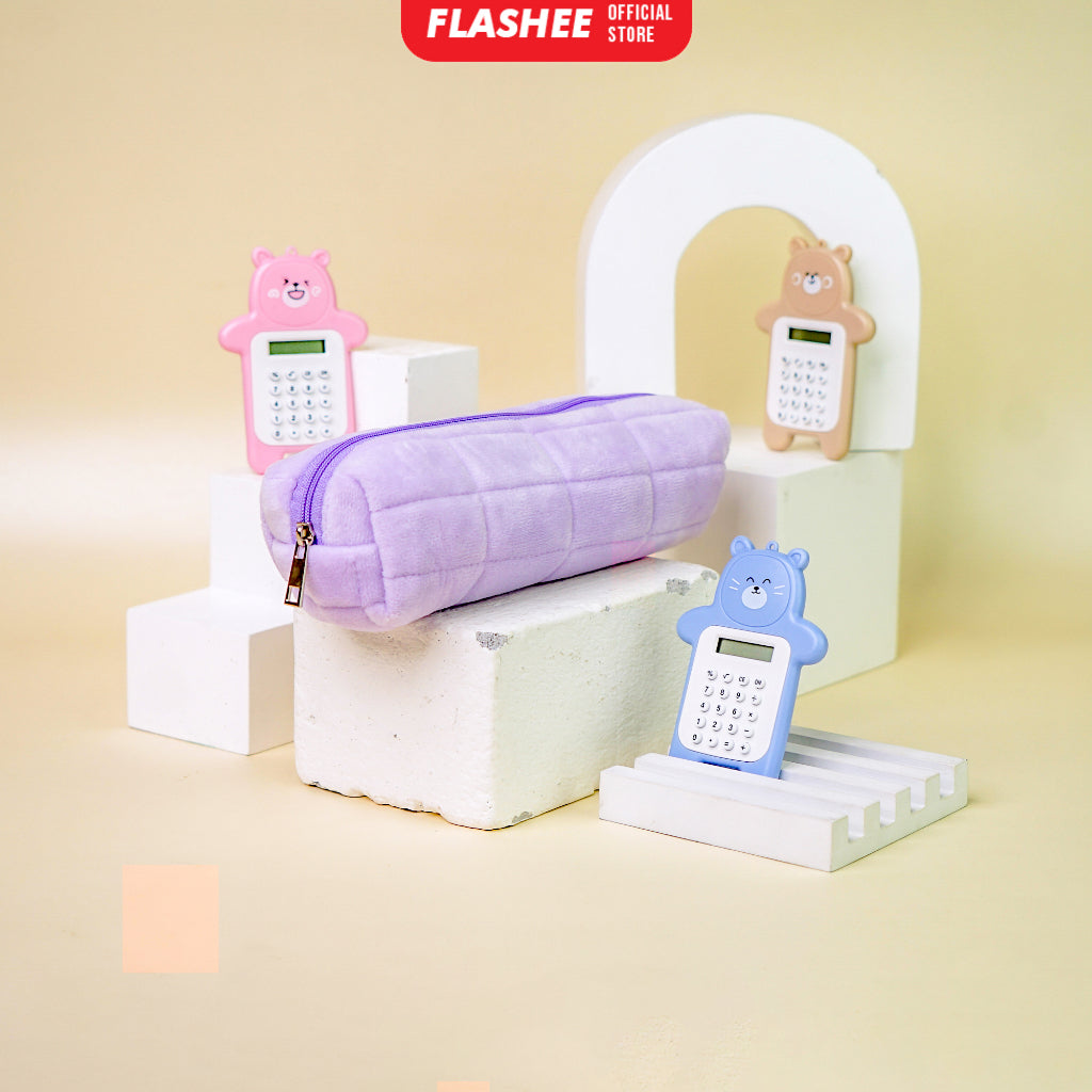 Flashee Tempat Pensil Bulu Lucu Aesthetic Korea Cloudy Pencil Bag Small Kotak Pensil Lucu Muji Style Warna Pastel COD Kantong Pensil Organizer