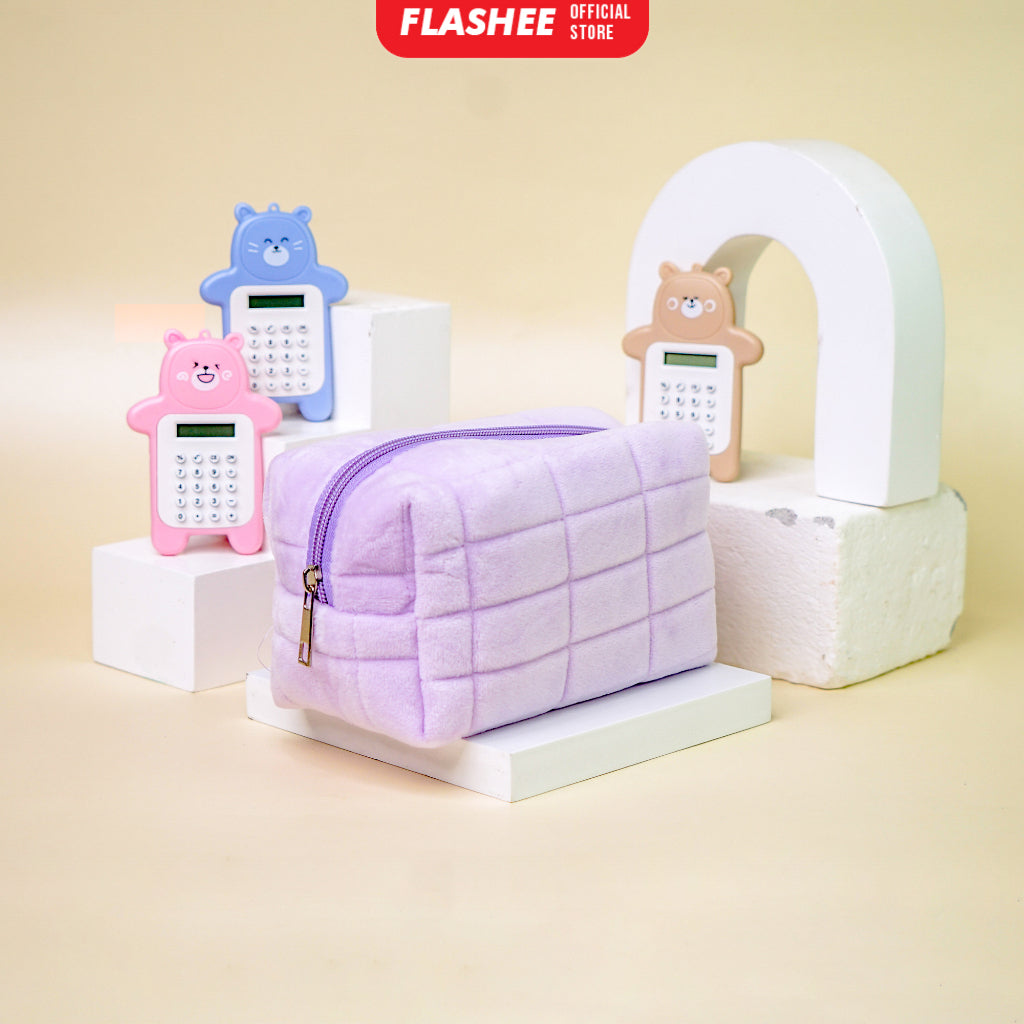 Flashee Kotak Pensil Aesthetic Korea Bulu Lucu Cloudy Pencil Bag Large Tempat Pensil Sekolah Flashee Muji Style Muat Banyak Kapasitas Besar Multifungsi