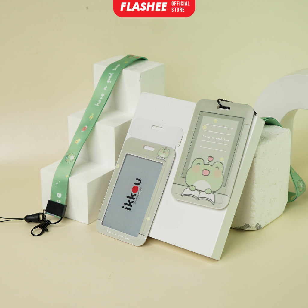 Flashee ID Card Gantungan Tempat Kartu Motif Kawaii Akses MRT Busway E-Money ID Card Tempat Kartu Kantor