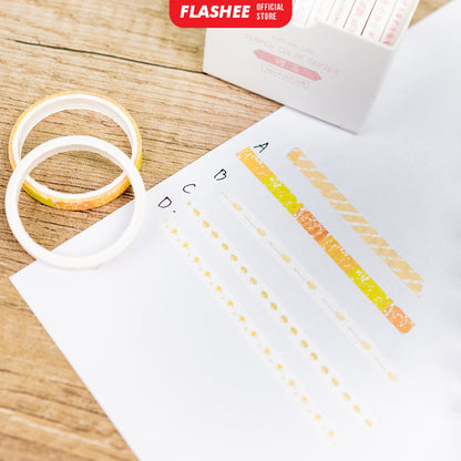 Flashee 10 Rolls Simple Abstrack Washi Tape Deco Masking Tape Selotip Jurnal DIY Scrapbook