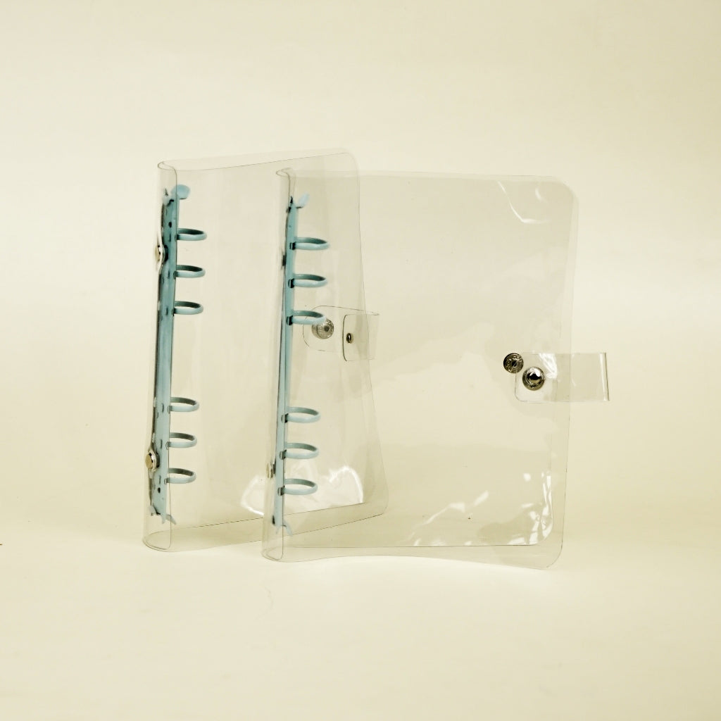 Flashee Binder PVC Jelly Case A6 6 Ring Binder Transparan Bening Ring Warna Sky Blue