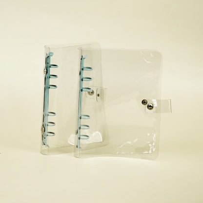Flashee Binder PVC Jelly Case A6 6 Ring Binder Transparan Bening Ring Warna Sky Blue
