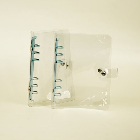 Flashee Binder PVC Jelly Case A6 6 Ring Binder Transparan Bening Ring Warna Sky Blue