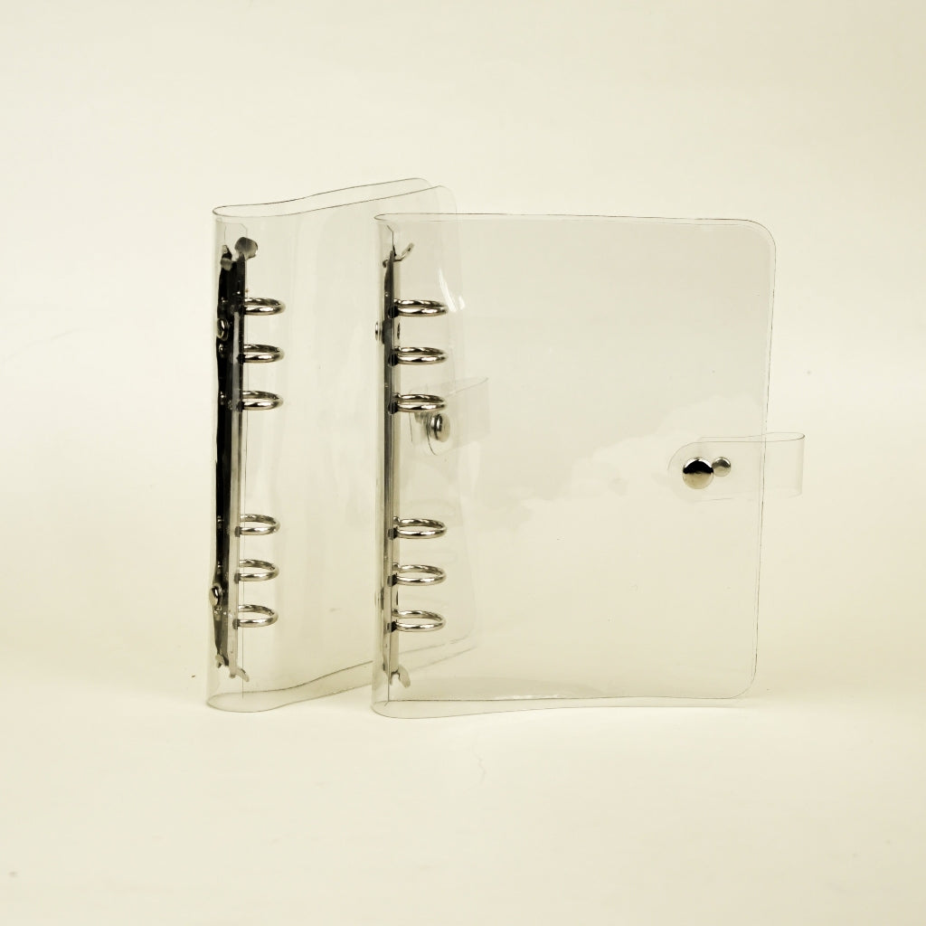 Flashee Cover Binder A6 Transparan Bening 6 Hole Warna Silver