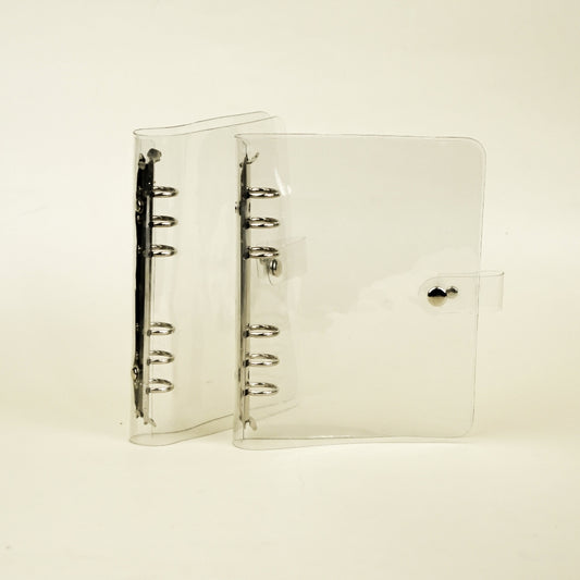 Flashee Cover Binder A6 Transparan Bening 6 Hole Warna Silver