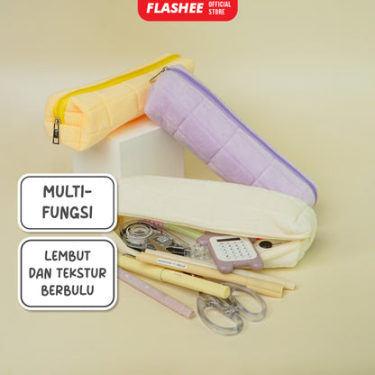 Flashee Tempat Pensil Bulu Lucu Aesthetic Korea Cloudy Pencil Bag Small Kotak Pensil Lucu Muji Style Warna Pastel COD Kantong Pensil Organizer