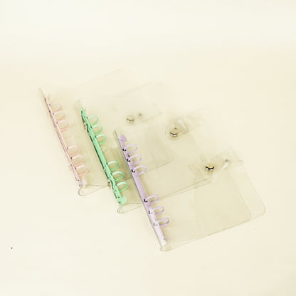 Flashee Binder PVC Jelly Case A6 6 Ring Binder Transparan Bening Ring Warna Sky Blue