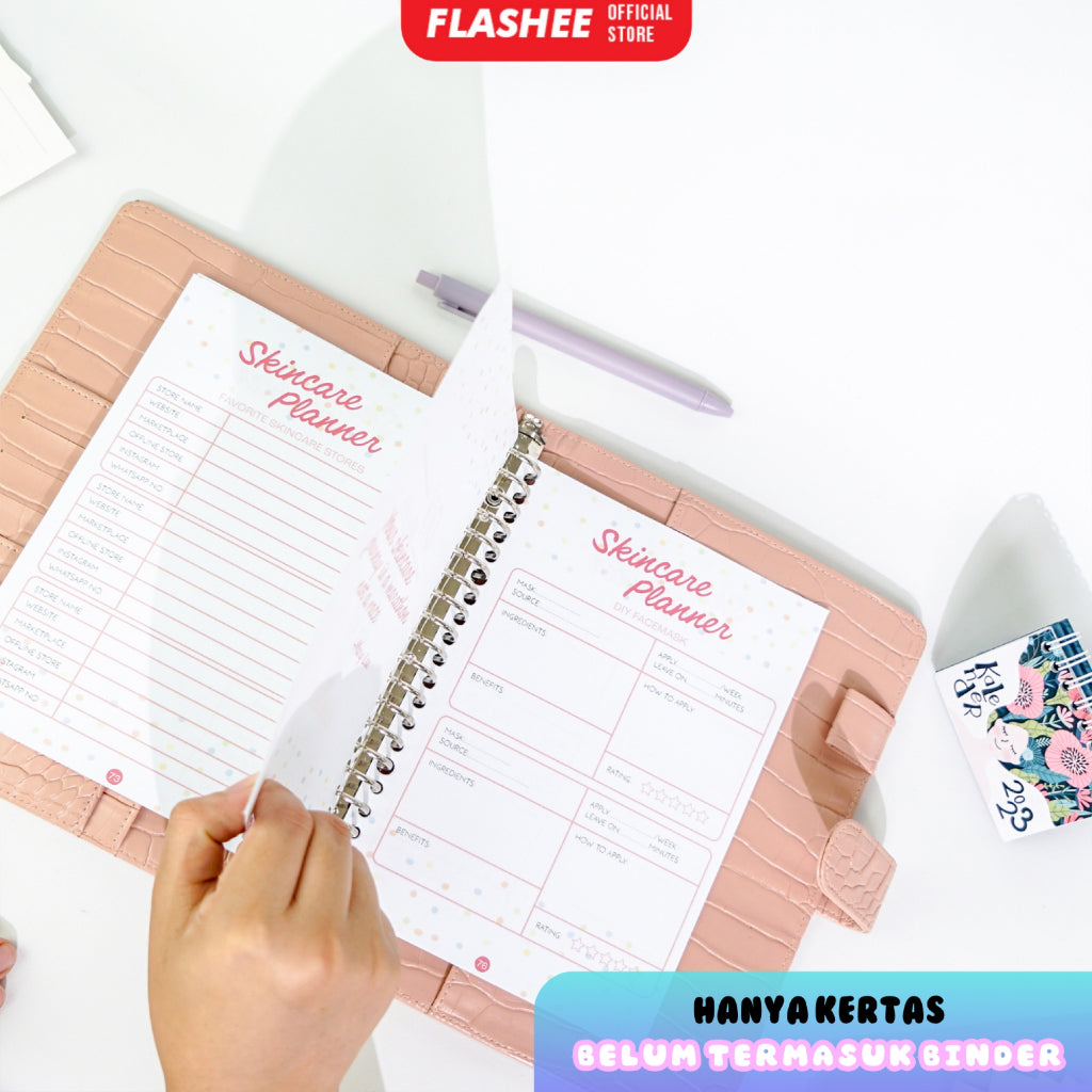 Skincare Planner Loose Leaf Rencana Harian Skincare Kertas Binder A5 B5 100 Gsm Refill Binder Loose Leaf