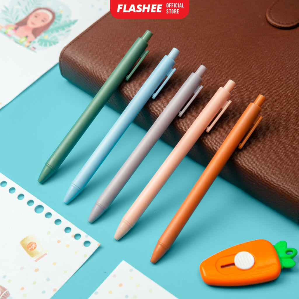 Flashee Pulpen Hitam 0,05 mm Pen Gel Pastel Pulpen Tinta Hitam Pena Sekolah