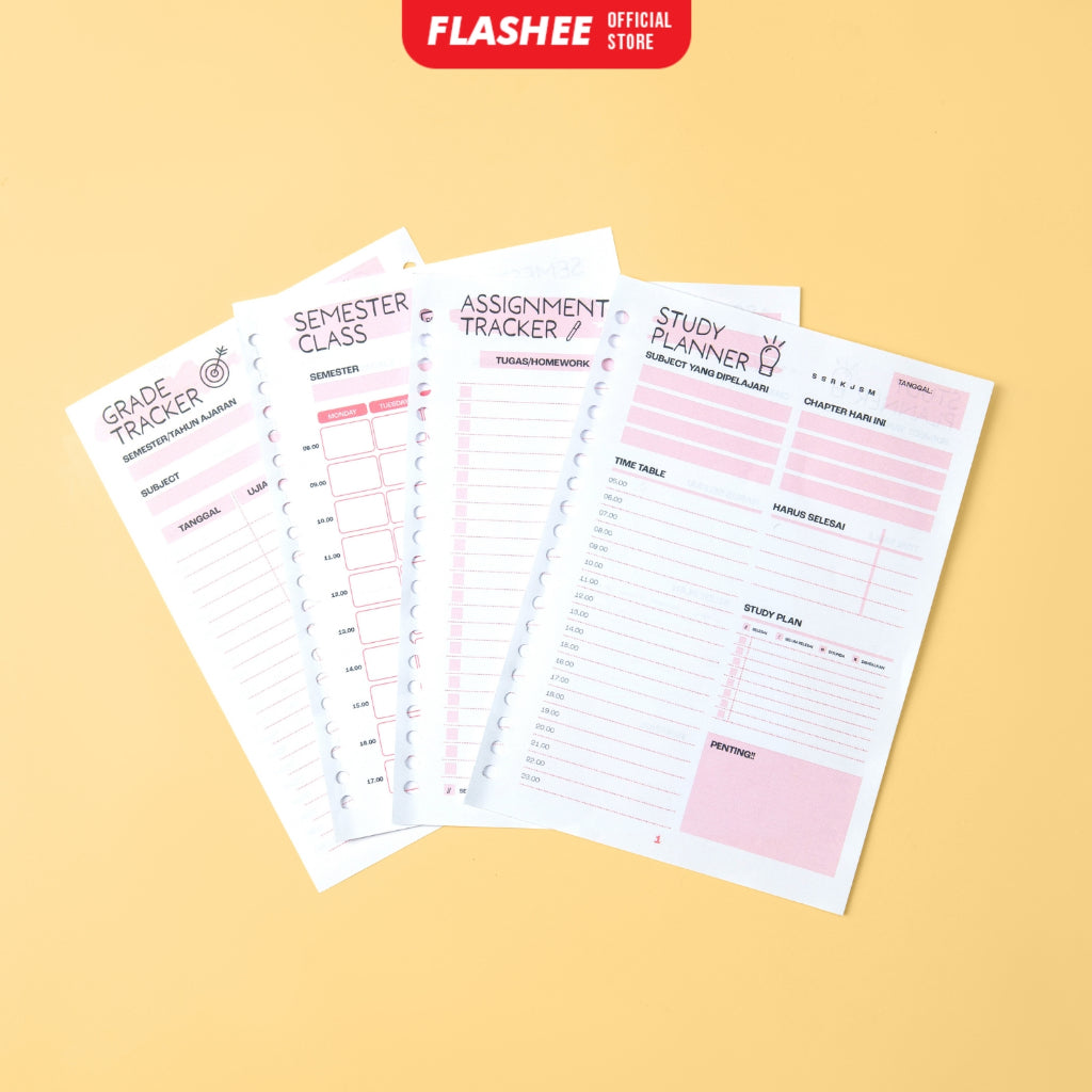 Flashee Loose Leaf Study Planner Rencana Studi Student Planner A5 B5 Isi Binder Studi A5 B5 Study Planner A5 B5