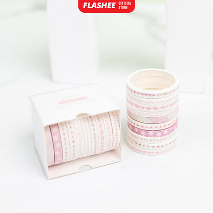 Flashee 10 Rolls Simple Abstrack Washi Tape Deco Masking Tape Selotip Jurnal DIY Scrapbook