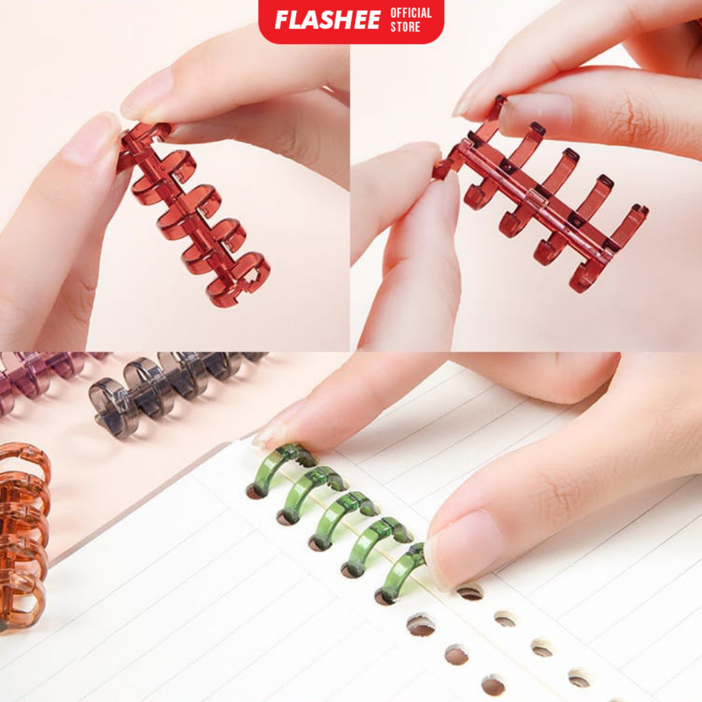 Flashee Ring Binder 1pcs 5 Lubang DIY Loose Leaf Ring Binder A5 Plastik Transparan