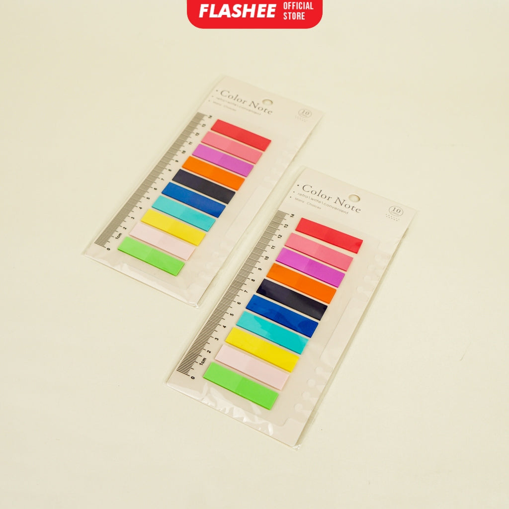 Flashee Memo Stick Notes Fancy Pastel Penanda Pembatas 200 Sheets 10 Warna Ada Penggaris