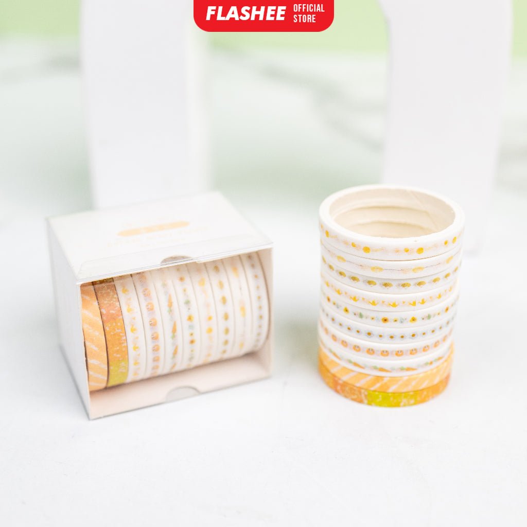 Flashee 10 Rolls Simple Abstrack Washi Tape Deco Masking Tape Selotip Jurnal DIY Scrapbook