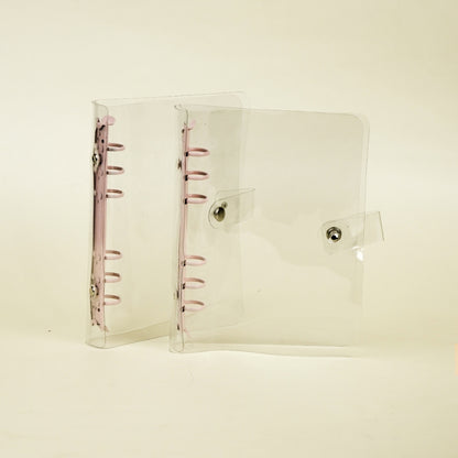 Flashee Binder Transparan A6 Ring 6 Photocard Cover Jelly Besi Warna Pink Muda