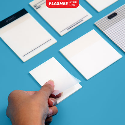 Flashee Sticky Notes Transparan Anti Air Memo Bening Permukaan Halus Sticky Notes Pembatas