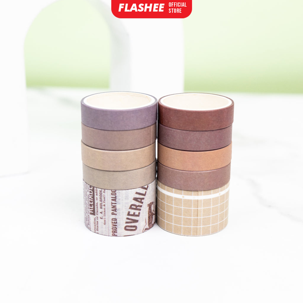 Flashee 10 Rolls Washi Tape Deco Masking Tape Jurnal DIY Scrapbook