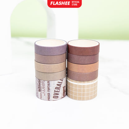 Flashee 10 Rolls Washi Tape Deco Masking Tape Jurnal DIY Scrapbook