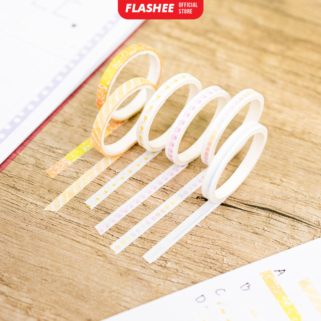 Flashee 10 Rolls Simple Abstrack Washi Tape Deco Masking Tape Selotip Jurnal DIY Scrapbook