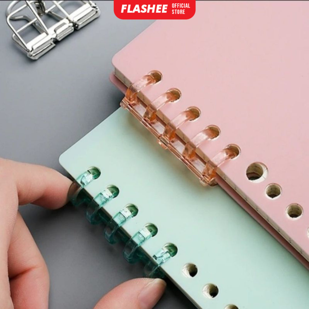 Flashee Ring Binder 1pcs 5 Lubang DIY Loose Leaf Ring Binder A5 Plastik Transparan