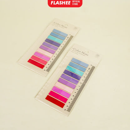 Flashee Memo Stick Notes Fancy Pastel Penanda Pembatas 200 Sheets 10 Warna Ada Penggaris