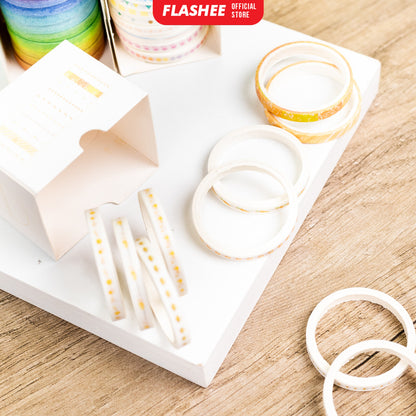 Flashee 10 Rolls Simple Abstrack Washi Tape Deco Masking Tape Selotip Jurnal DIY Scrapbook