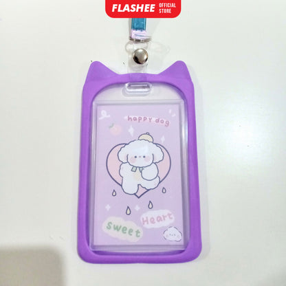 Flashee Lanyard ID Card Motif Kawai Kucing Lucu Flashee ID Card Akses MRT Busway E-Money Flazz