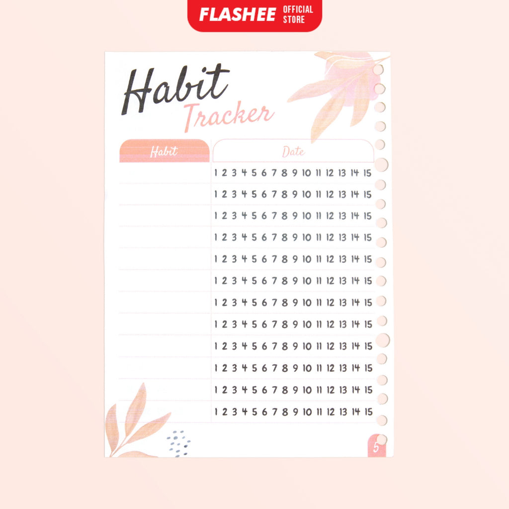 Loose Leaf Habit Tracker Buku Catatan Kebiasaan