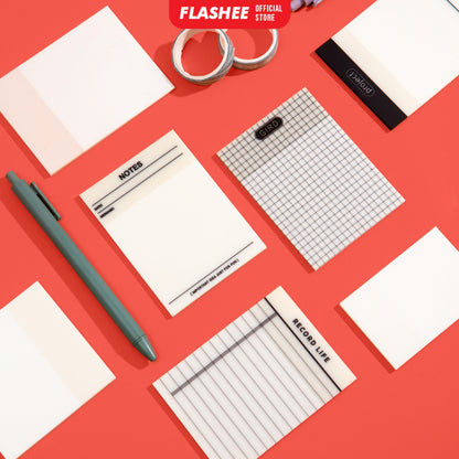 Flashee Sticky Notes Transparan Anti Air Memo Bening Permukaan Halus Sticky Notes Pembatas