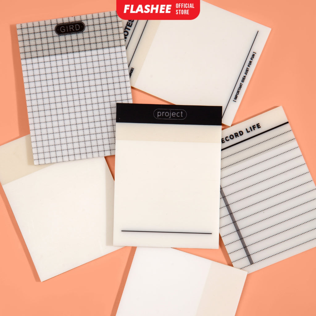 Flashee Sticky Notes Transparan Anti Air Memo Bening Permukaan Halus Sticky Notes Pembatas