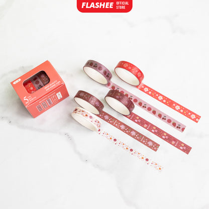 Flashee 5 Rolls Basic Decoration Washi Tape Decor Jurnal Dekor Masking Tape Scrapbook