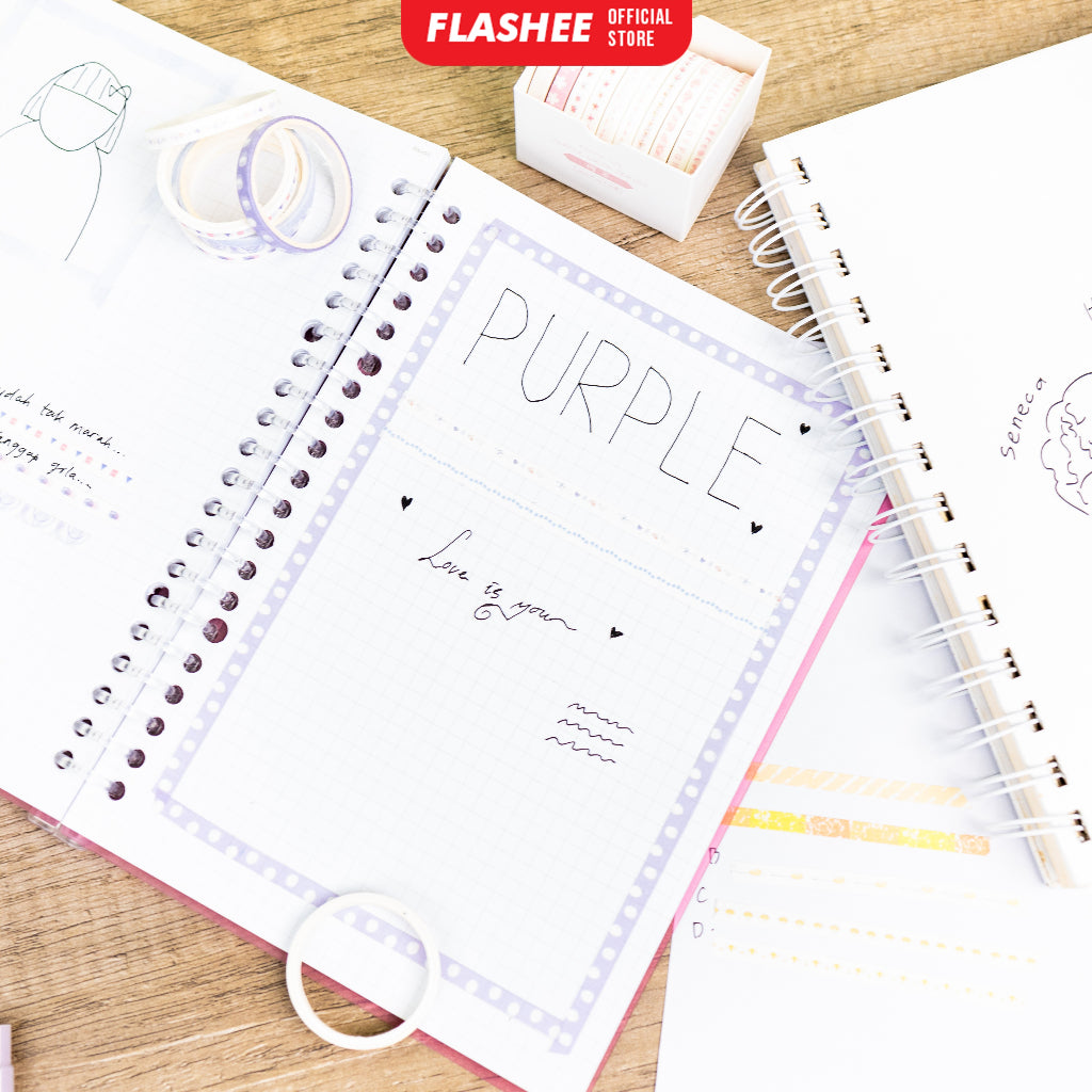 Flashee 10 Rolls Simple Abstrack Washi Tape Deco Masking Tape Selotip Jurnal DIY Scrapbook