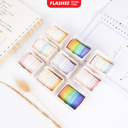 Flashee 10 Rolls Simple Abstrack Washi Tape Deco Masking Tape Selotip Jurnal DIY Scrapbook
