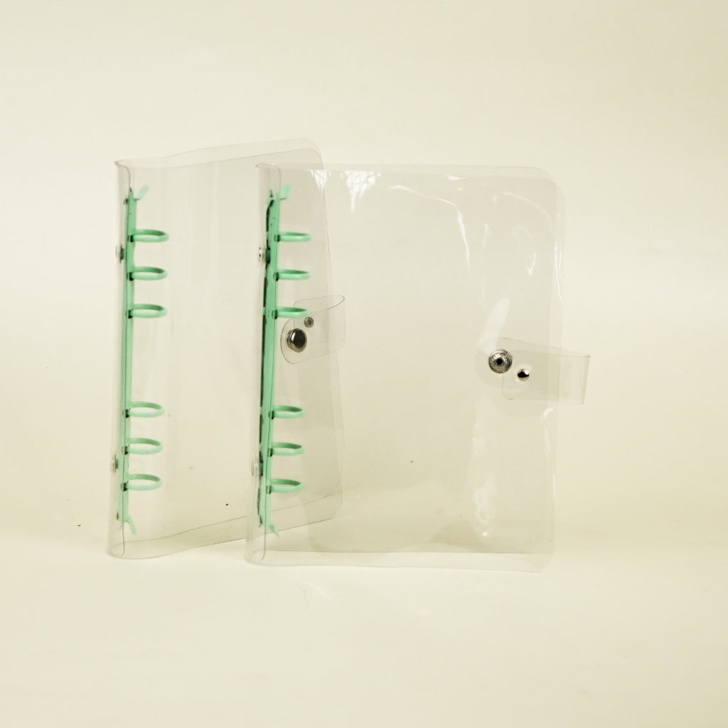 Flashee Binder Premium A6 6 Ring Binder A6 Transparan Notebook Diary Besi Warna Sage Green