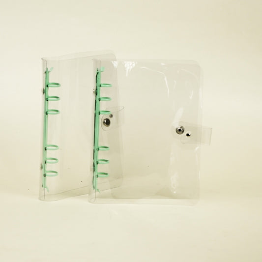 Flashee Binder Premium A6 6 Ring Binder A6 Transparan Notebook Diary Besi Warna Sage Green