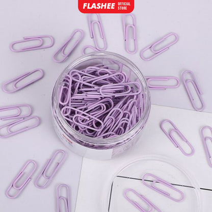 Flashee Klip Kertas Pastel Paper Clip Metalic Flashee Isi 80pcs Penjepit Kertas Lucu Klip Kertas Push Pin