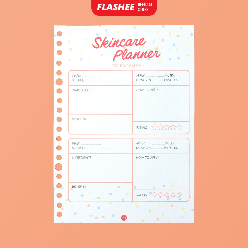 Skincare Planner Loose Leaf Rencana Harian Skincare Kertas Binder A5 B5 100 Gsm Refill Binder Loose Leaf
