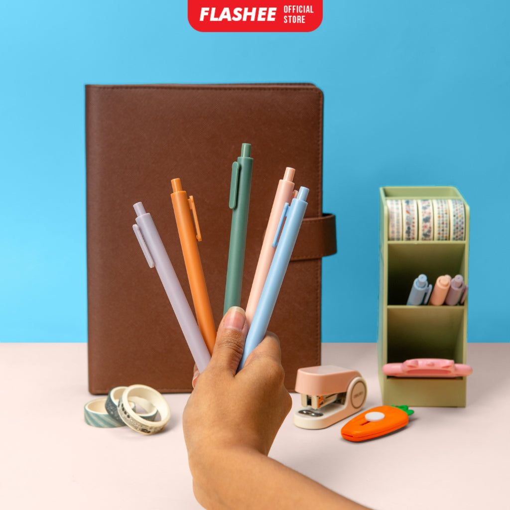 Flashee Pulpen Hitam 0,05 mm Pen Gel Pastel Pulpen Tinta Hitam Pena Sekolah