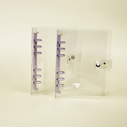 Flashee Binder A6 Cover PVC Transaparan Notebook Diary Besi Warna Ungu Lilac Binder Kpop 6 Ring
