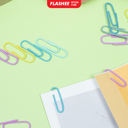 Flashee Klip Kertas Pastel Paper Clip Metalic Flashee Isi 80pcs Penjepit Kertas Lucu Klip Kertas Push Pin