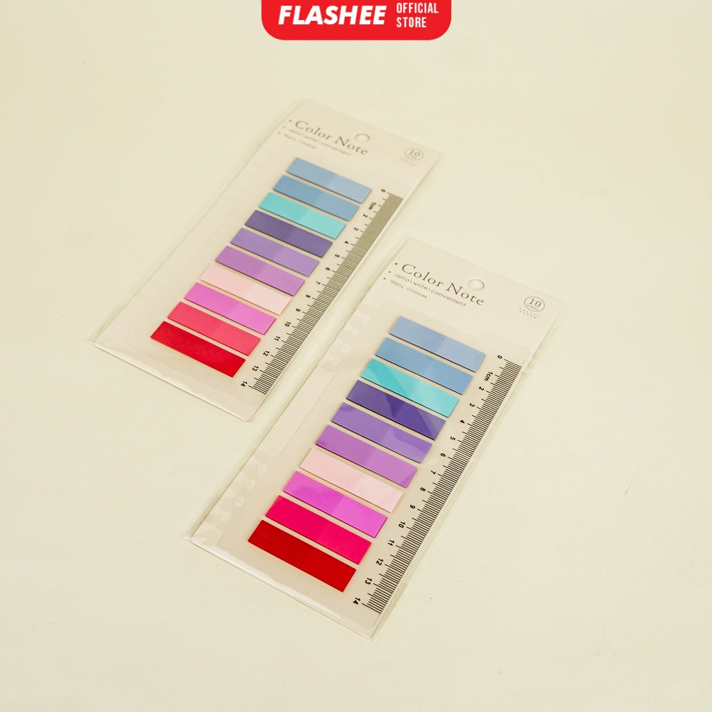 Flashee Memo Stick Notes Fancy Pastel Penanda Pembatas 200 Sheets 10 Warna Ada Penggaris