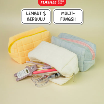 Flashee Kotak Pensil Aesthetic Korea Bulu Lucu Cloudy Pencil Bag Large Tempat Pensil Sekolah Flashee Muji Style Muat Banyak Kapasitas Besar Multifungsi