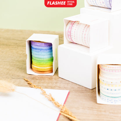 Flashee 10 Rolls Simple Abstrack Washi Tape Deco Masking Tape Selotip Jurnal DIY Scrapbook