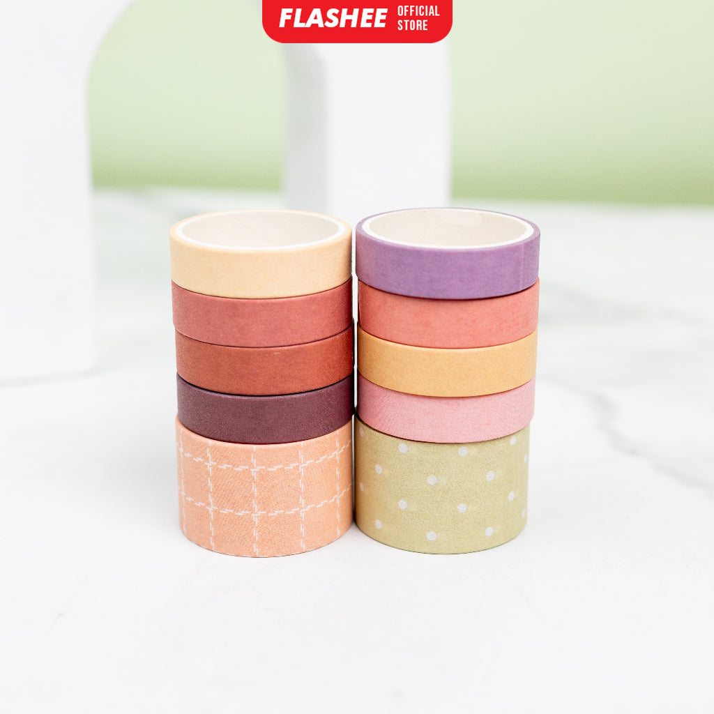 Flashee 10 Rolls Washi Tape Deco Masking Tape Jurnal DIY Scrapbook