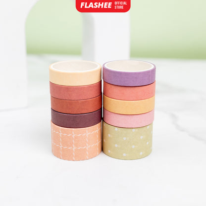Flashee 10 Rolls Washi Tape Deco Masking Tape Jurnal DIY Scrapbook