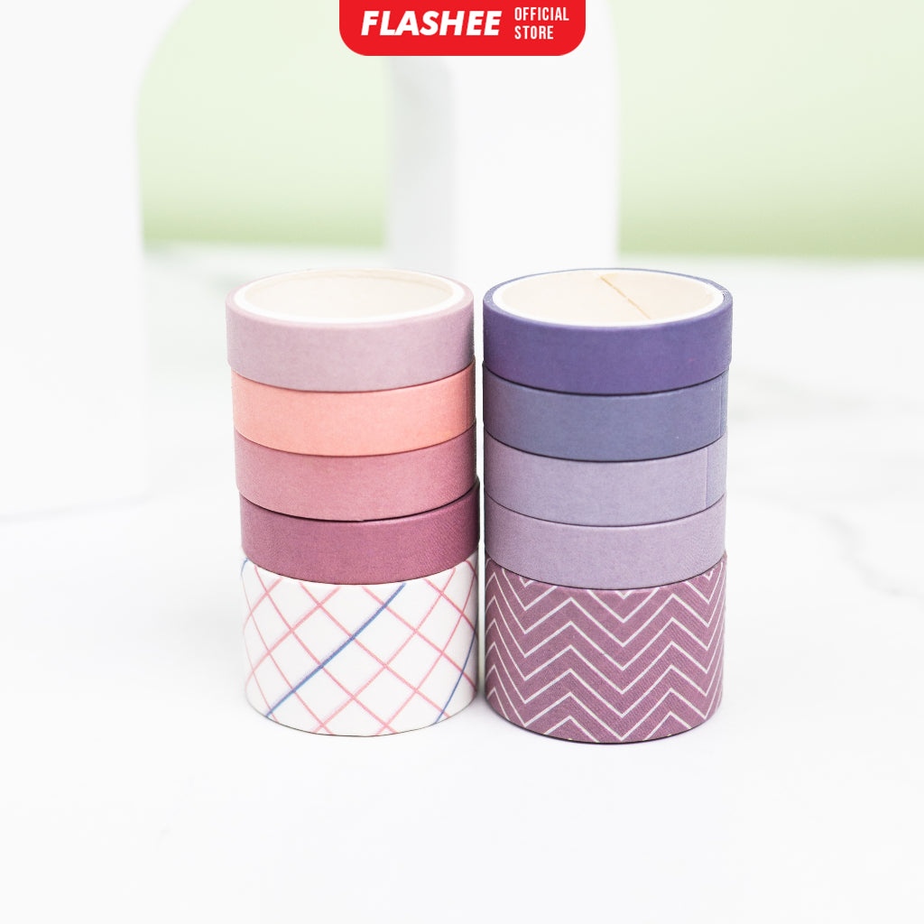 Flashee 10 Rolls Washi Tape Deco Masking Tape Jurnal DIY Scrapbook
