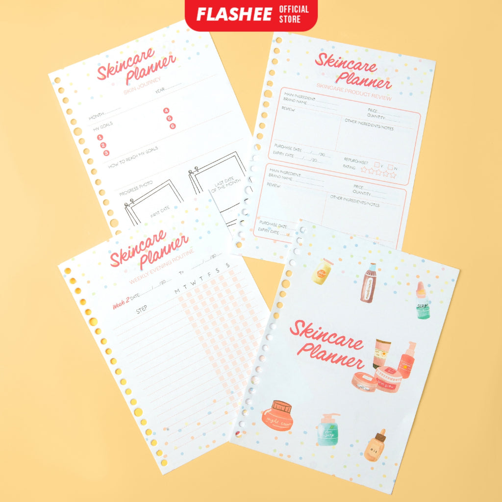 Skincare Planner Loose Leaf Rencana Harian Skincare Kertas Binder A5 B5 100 Gsm Refill Binder Loose Leaf
