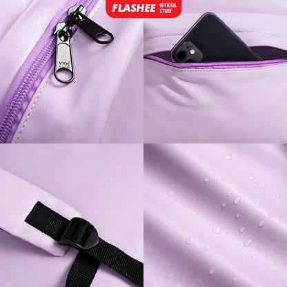 Flashee Leather Backpack Tas Laptop Tas Ransel Wanita Tahan Air Tas Sekolah
