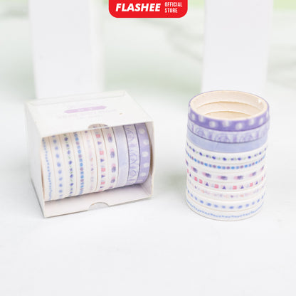 Flashee 10 Rolls Simple Abstrack Washi Tape Deco Masking Tape Selotip Jurnal DIY Scrapbook