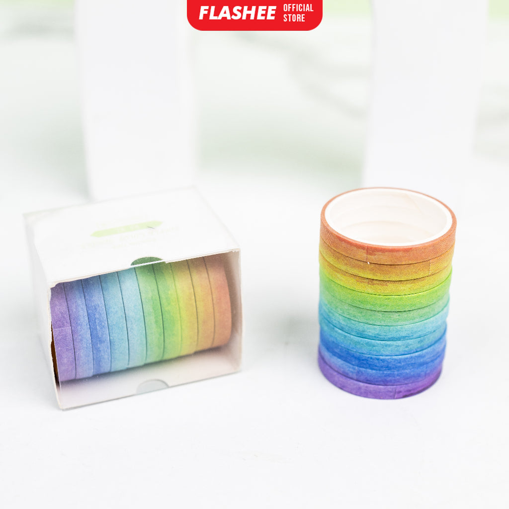 Flashee 10 Rolls Simple Abstrack Washi Tape Deco Masking Tape Selotip Jurnal DIY Scrapbook